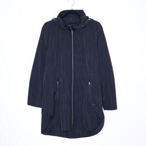 ATHLETA Drip Drop Jacket Black Stowaway Hood Lightweight Rain Jacket Women's S